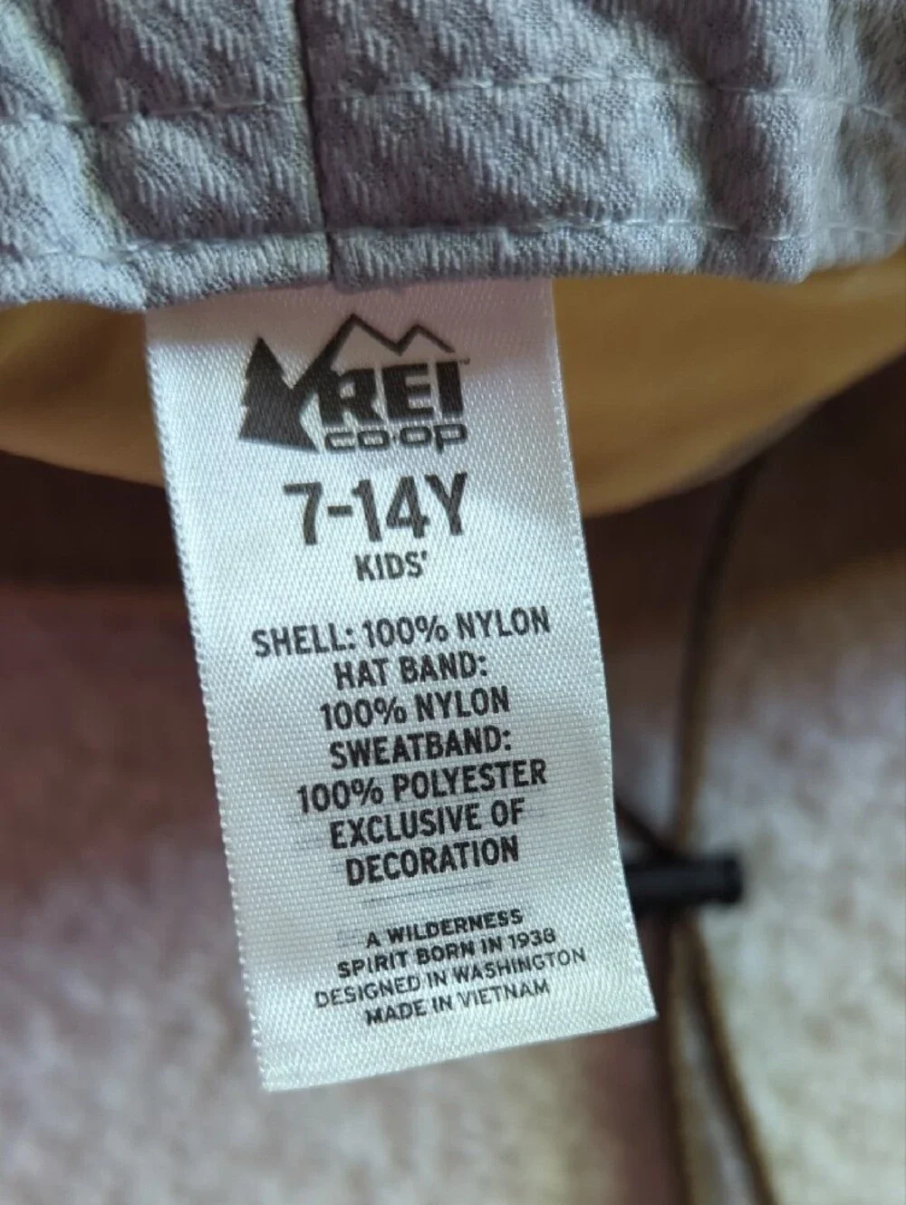 3 For $30. REI Tan Kids' Bucket Hat with Chin Cord